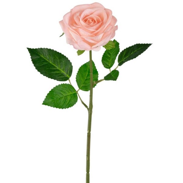 Kunstbloem roos Emine real touch - Roze - 43 cm
