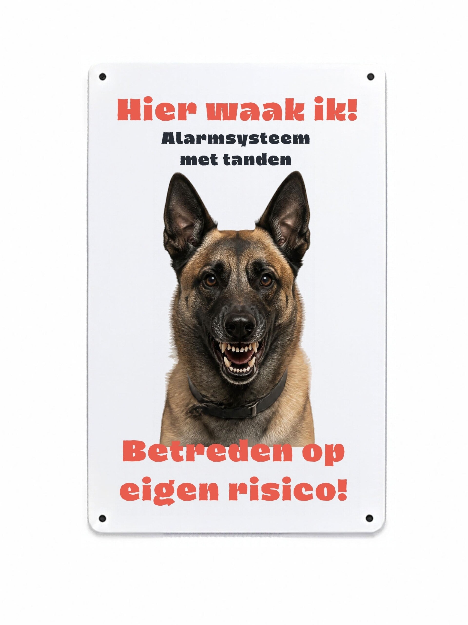 Aluminium mechelse herder - Hier waak ik bord - 20x30 cm