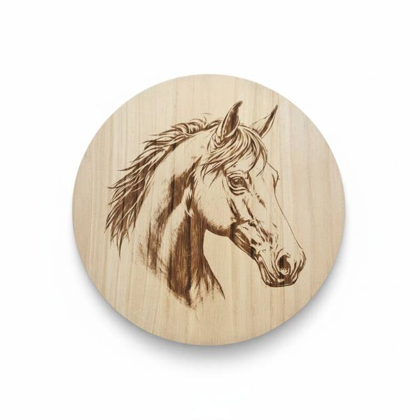 Decoratieve houten plank rond - Paard - 30 cm