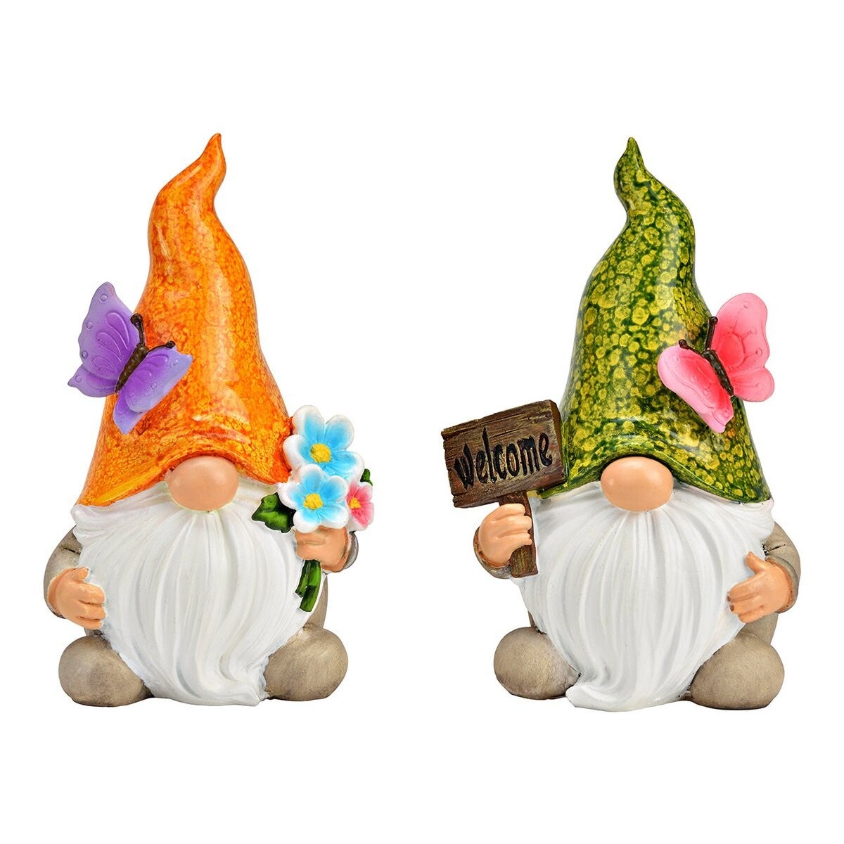 Tuinkabouter - Gnoom - Polyresin - Set van 2 - 10x15x7 cm