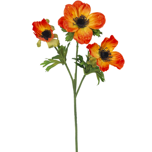 Kunstbloem Anemone branched - Orange - 56 cm