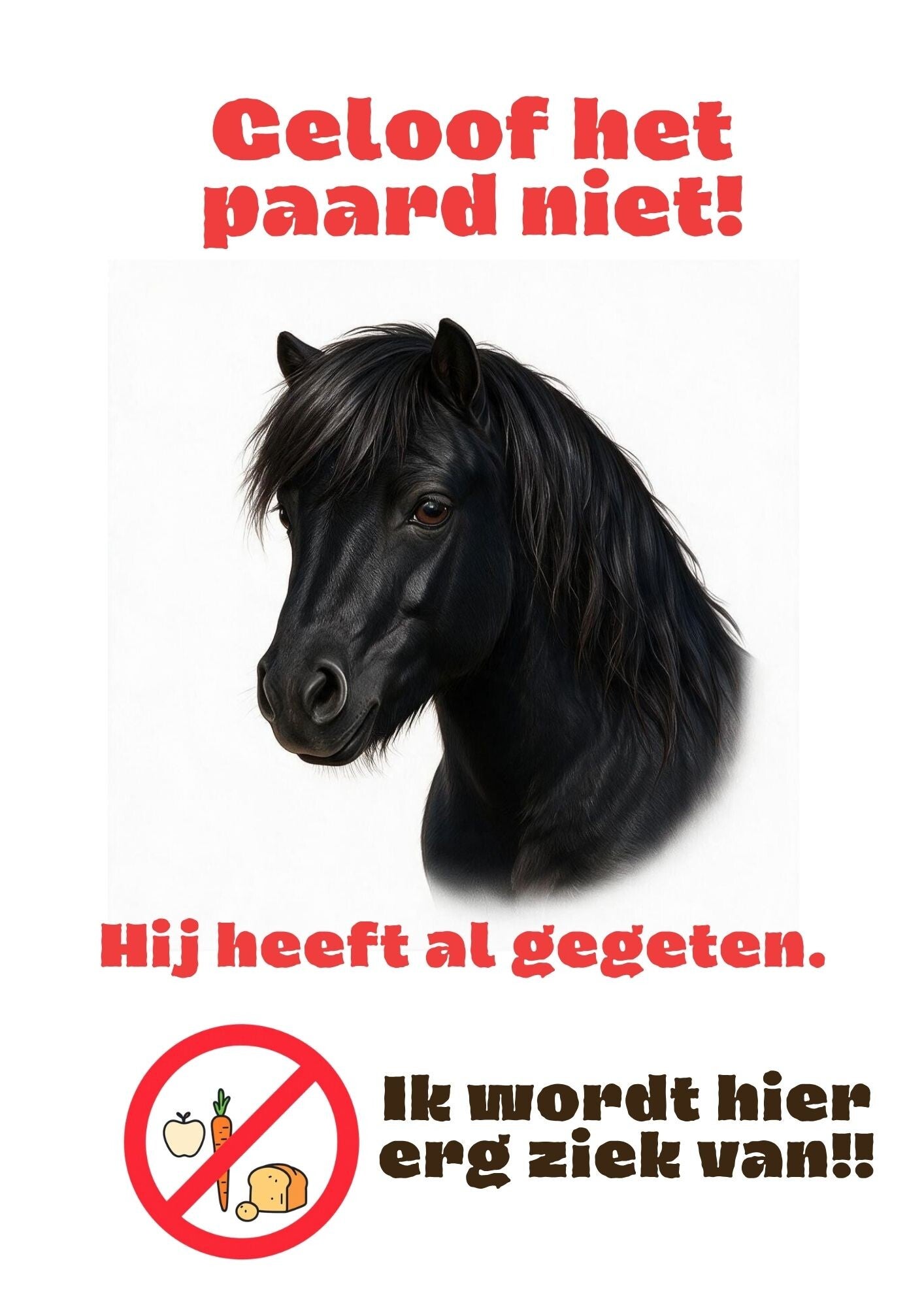 Aluminium - Niet voeren! - Shetlander zwart - 20x30 cm