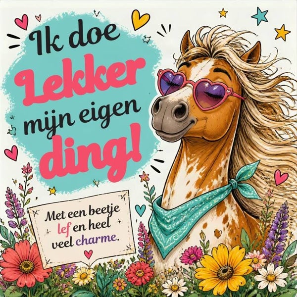 Keramische tegel paard "Ik doe lekker mijn eigen ding!"