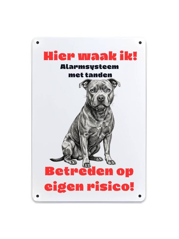 Aluminium Bully xxl - Hier waak ik - 20x30 cm