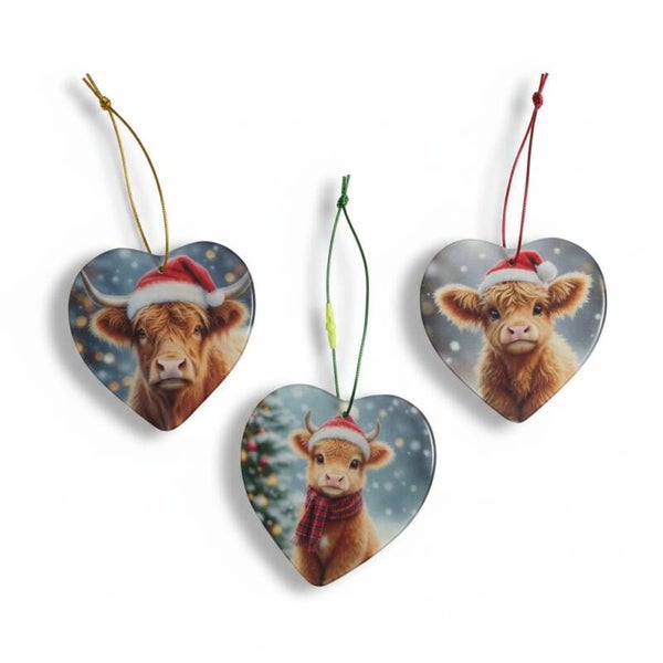Kersthanger Acryl Schotse hooglander - Set van 3