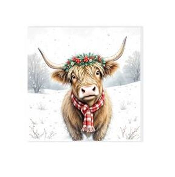 Keramische tegel - Kerst schotse hooglander 2 - 15x15 cm