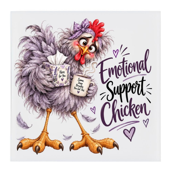 Keramische tegel "Emotional support chicken"