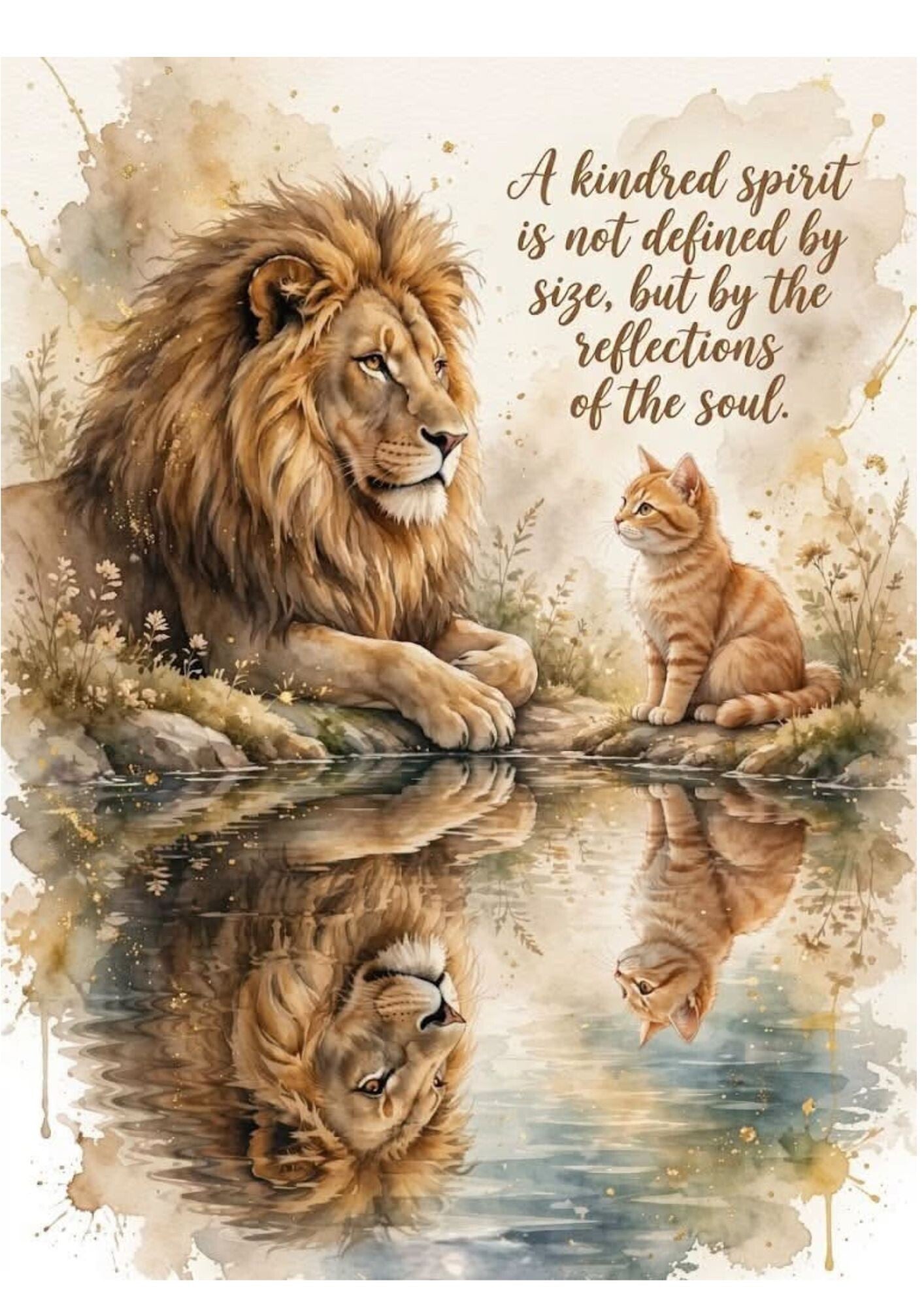 Aluminium bord - Leeuw/kat met quote - 20x30 cm