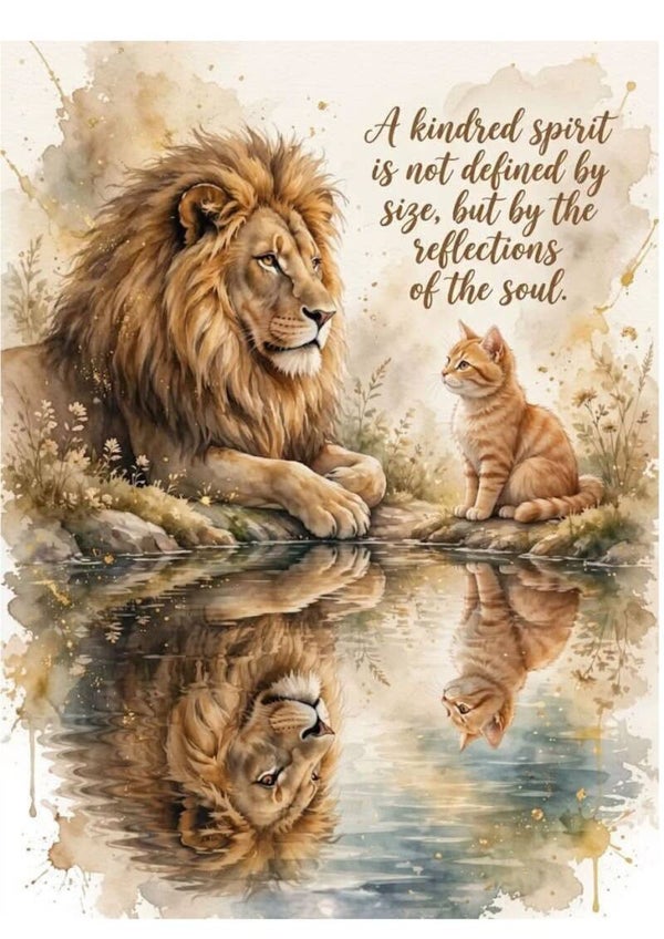 Aluminium bord - Leeuw/kat met quote - 20x30 cm