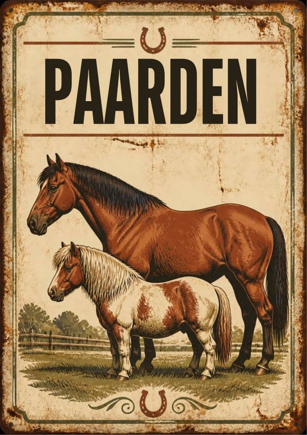 Aluminium bord - paarden - 20x30 cm