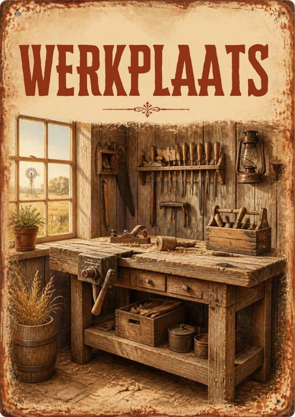 Aluminium bord - werkplaats - 20x30 cm