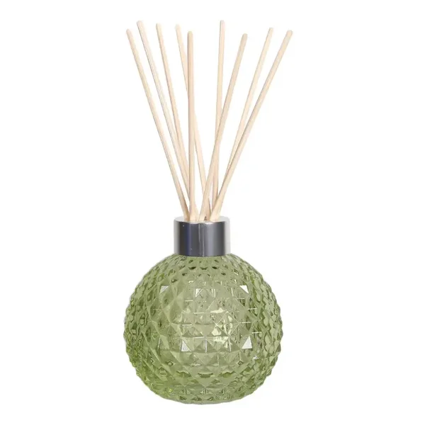 Woodbridge Lege groene glazen geurfles inclusief 50 Rotan stokjes