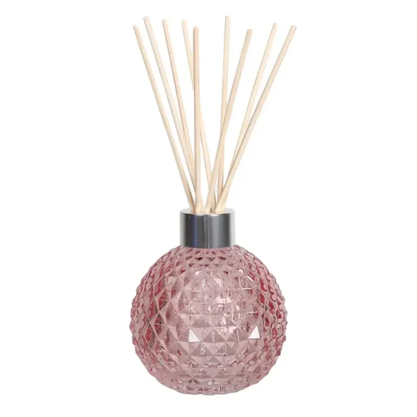 Woodbridge Lege roze glazen geurfles inclusief 50 Rotan stokjes
