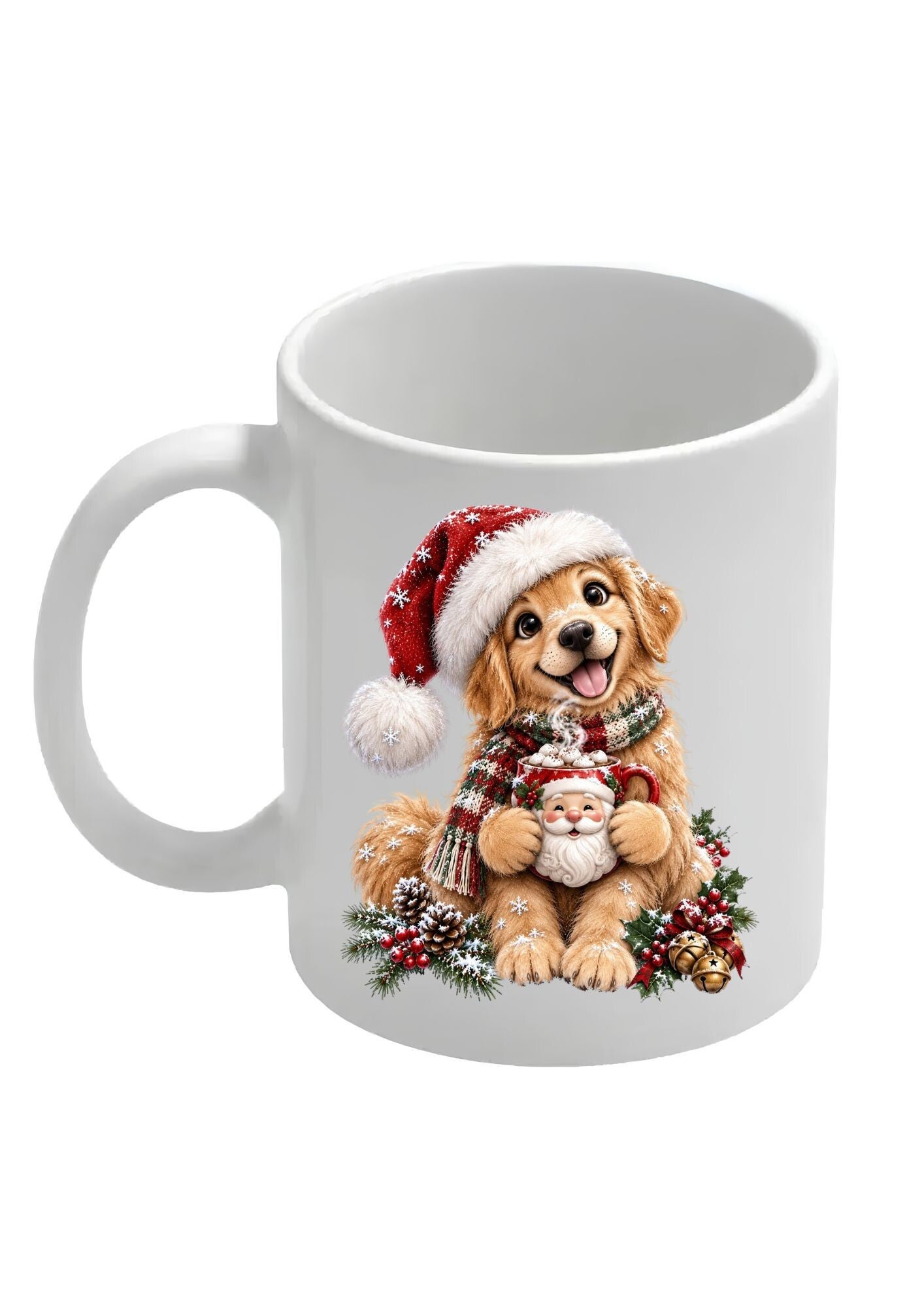 Mok rood Labrador blond kerst