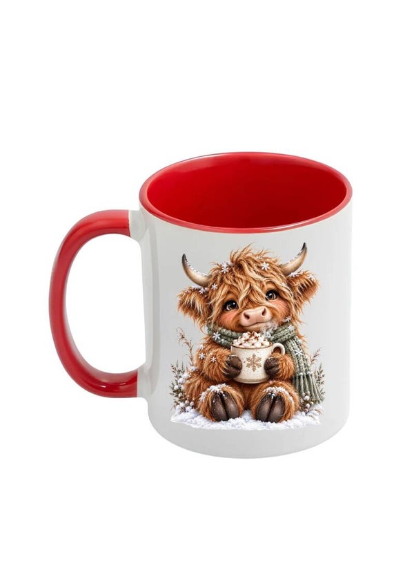 Mok rood Schotse Hooglander kerst