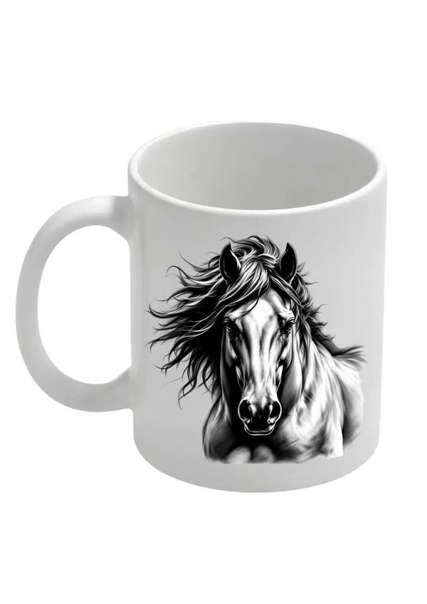 Mok paard zwart-wit