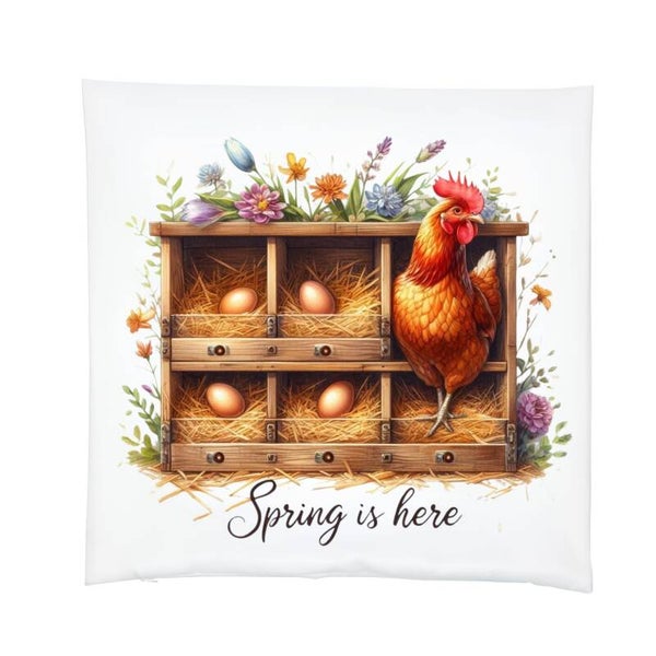 Kussensloop Spring is here Kip - 39x39 cm