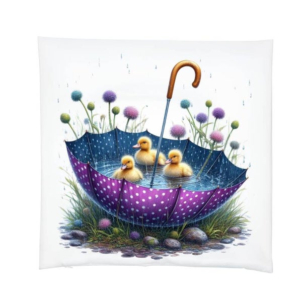 Kussensloop eendjes paraplu - 39x39 cm