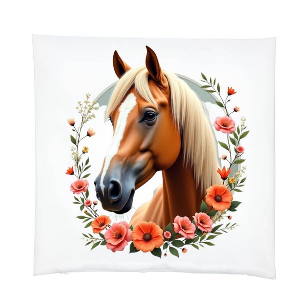 Kussensloop paard bloemen - 39x39 cm