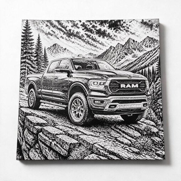 Canvas schilderij gegraveerd Dodge ram - 20x20 cm