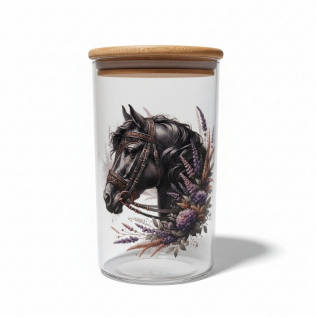 Voorraadpot 950 ML - Zwart Paard - Met Bamboo Deksel