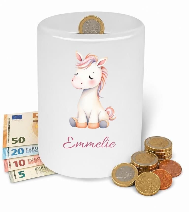 Spaarpot unicorn / eenhoorn zittend
