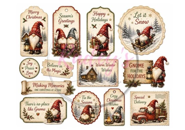 Stickers Gnoom kerst - A4 vel