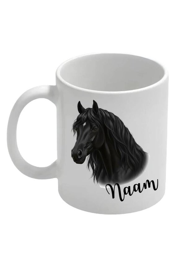 Mok met naam - Paard zwart
