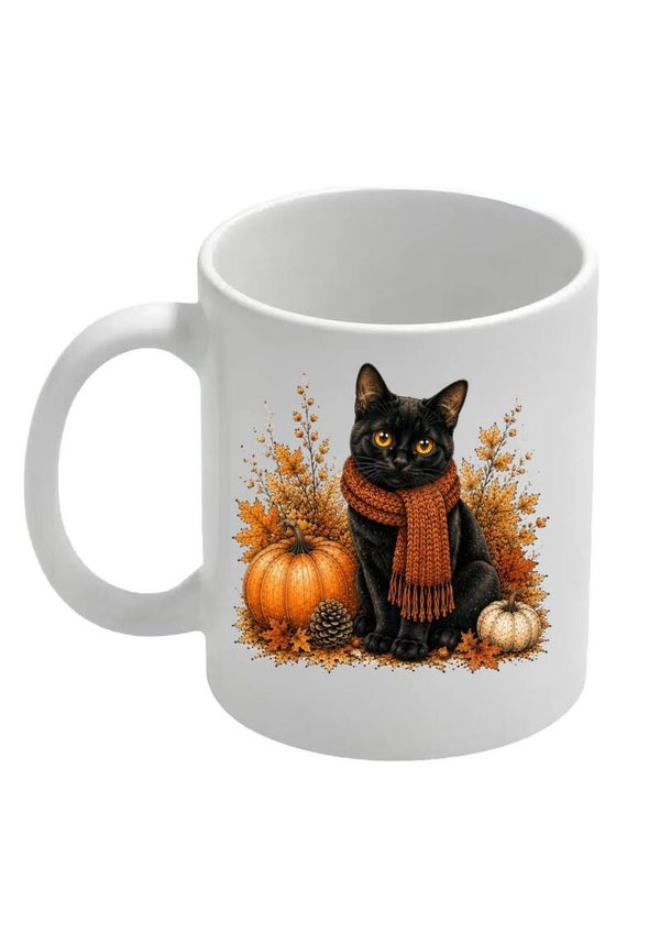 Mok herfst zwarte kat