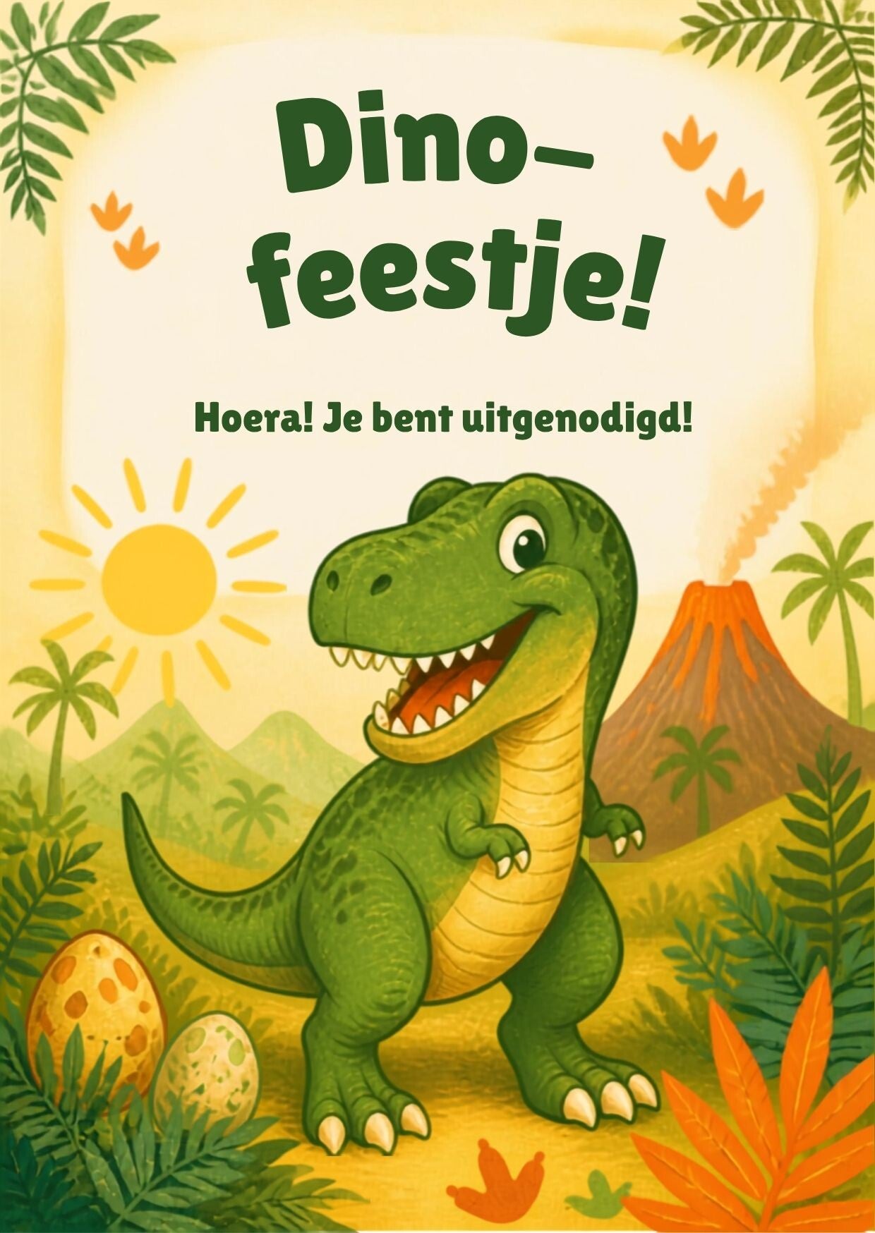 Kinderfeestje uitnodigingen Dino - 6 stuks - Inclusief enveloppen