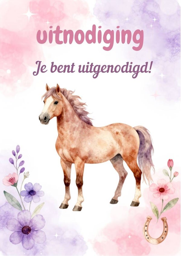 Kinderfeestje uitnodigingen Paarden - 6 stuks - inclusief enveloppen