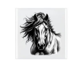 Keramische tegel Paard zwart/wit - 10x10 cm