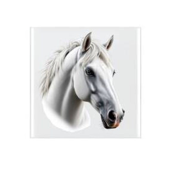 Keramische tegel wit paard - 10x10 cm