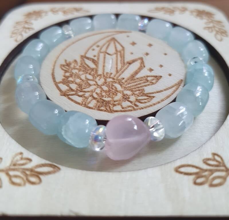 Aquamarin mit Rosenquarz Herz und Auraquarz CHF 45.00