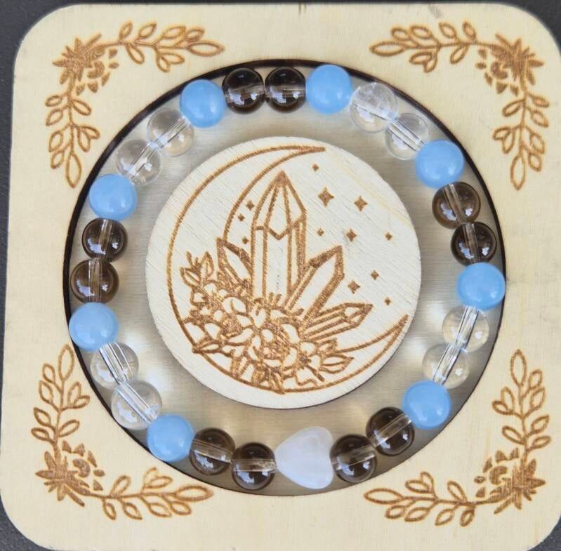 Aquamarin / Rauchquarz / Bergkristall mit Herz CHF 35.00
