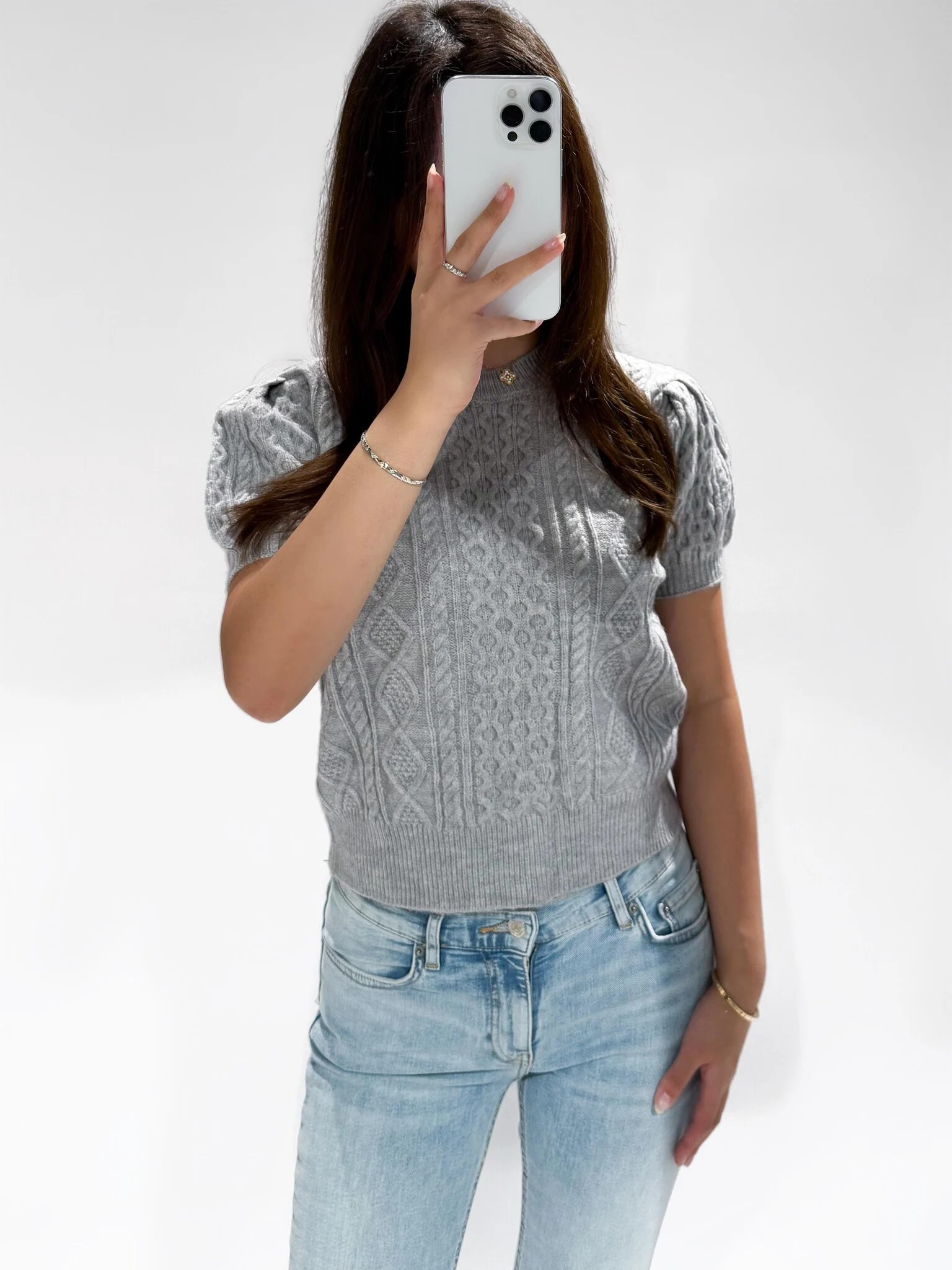 Hazel cable knit grey