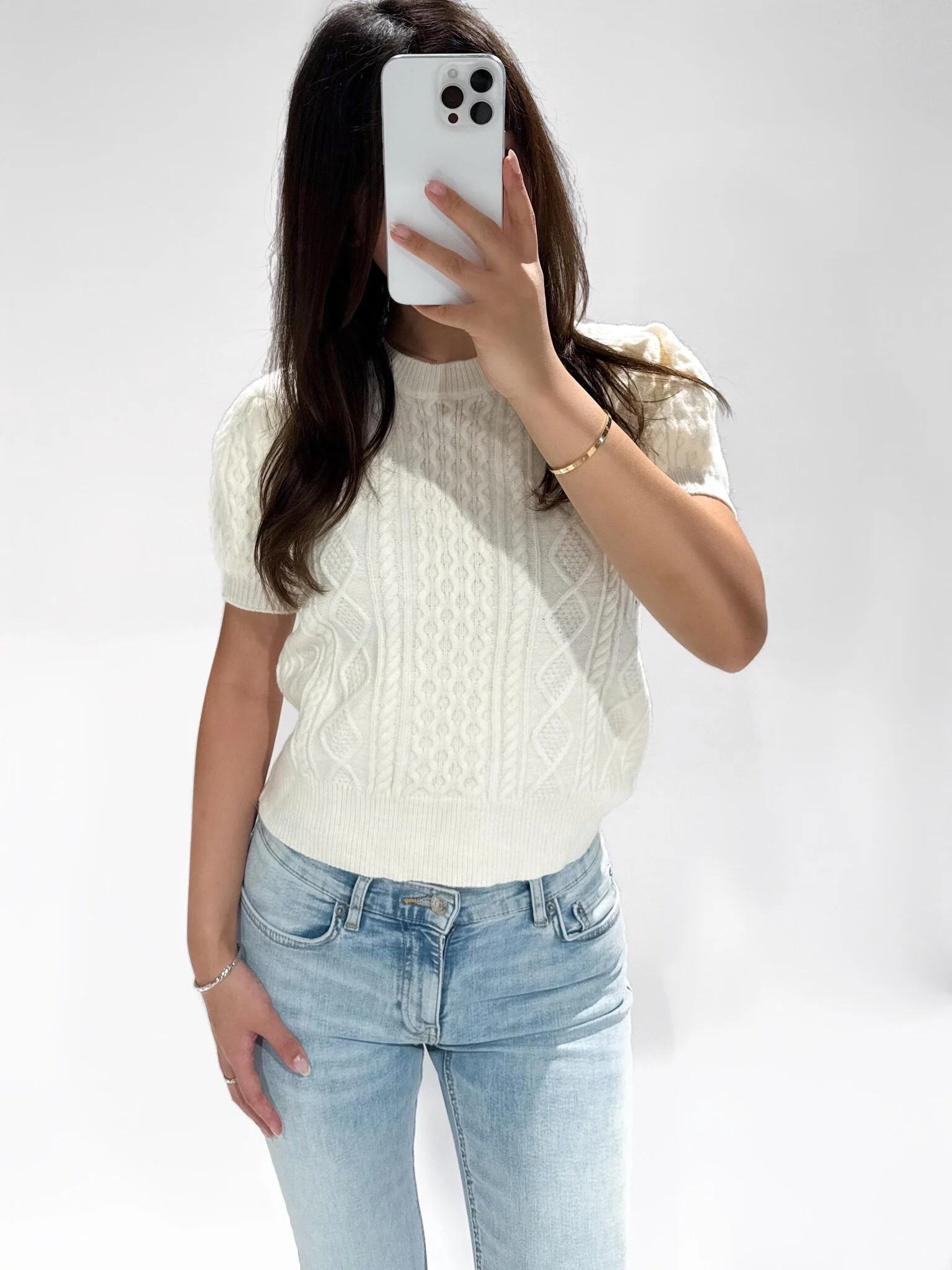 Hazel cable knit white