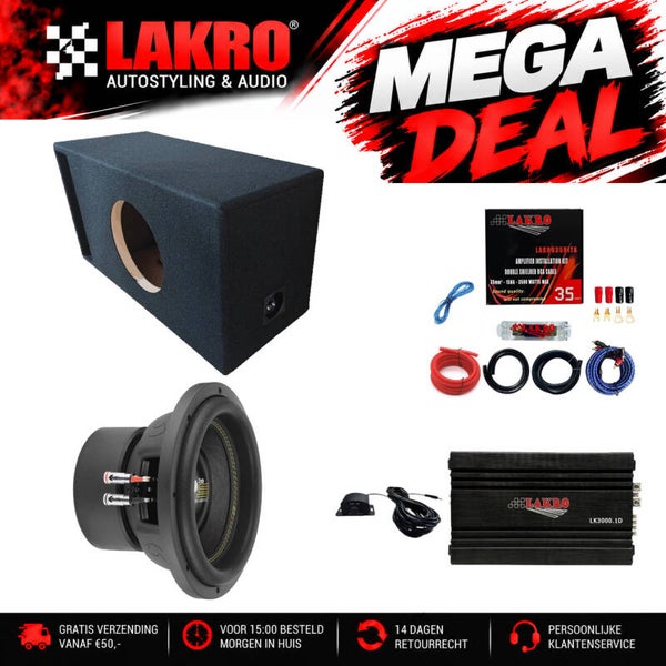 10 inch Pack 15 - LAKRO - subwooferpakket - 1000 watt RMS