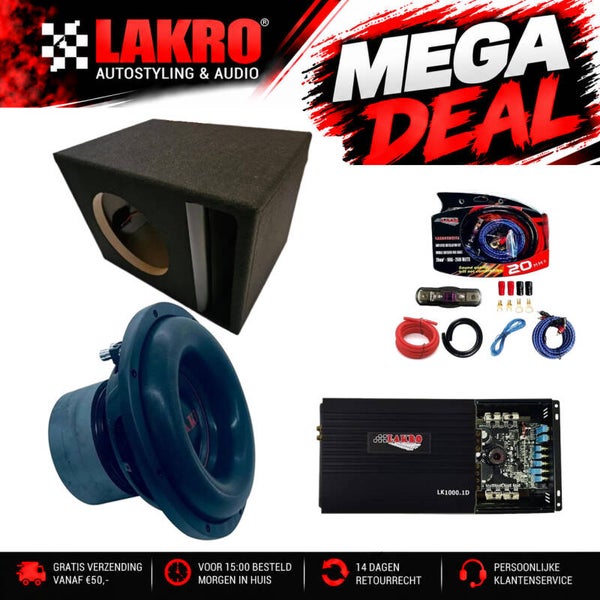 10 inch Pack 3 - LAKRO - compleet subwooferpakket - 750 W RMS