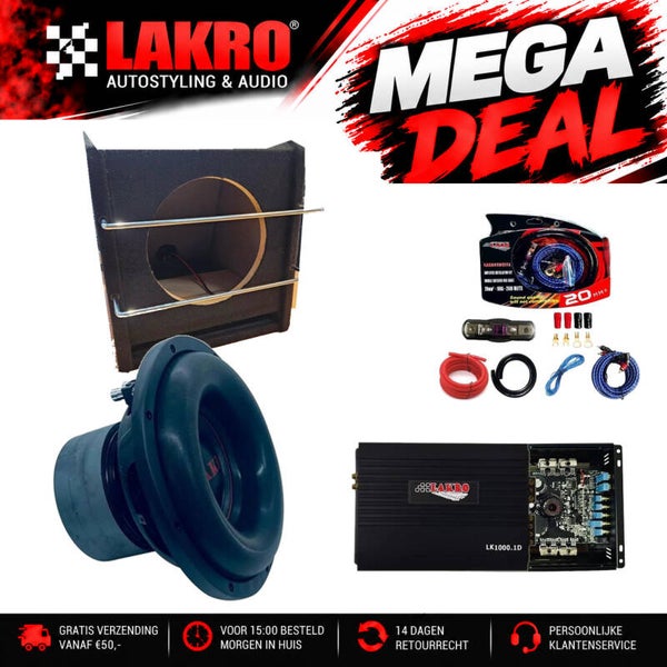 10 inch Pack 4 - LAKRO - compleet subwooferpakket - 750 W RMS