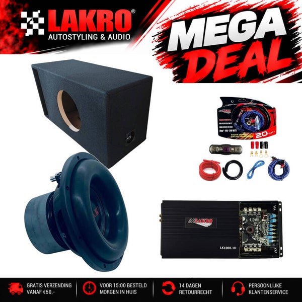 10 inch Pack 6 - LAKRO - compleet subwooferpakket - 750 W RMS