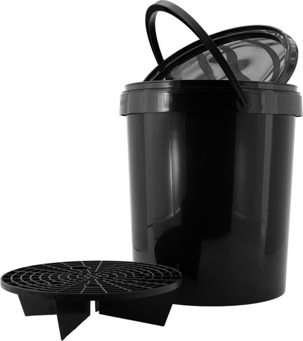 Wasemmer - 15 Liter - Zwart + Deksel & Grid - Autopoetsmiddelen