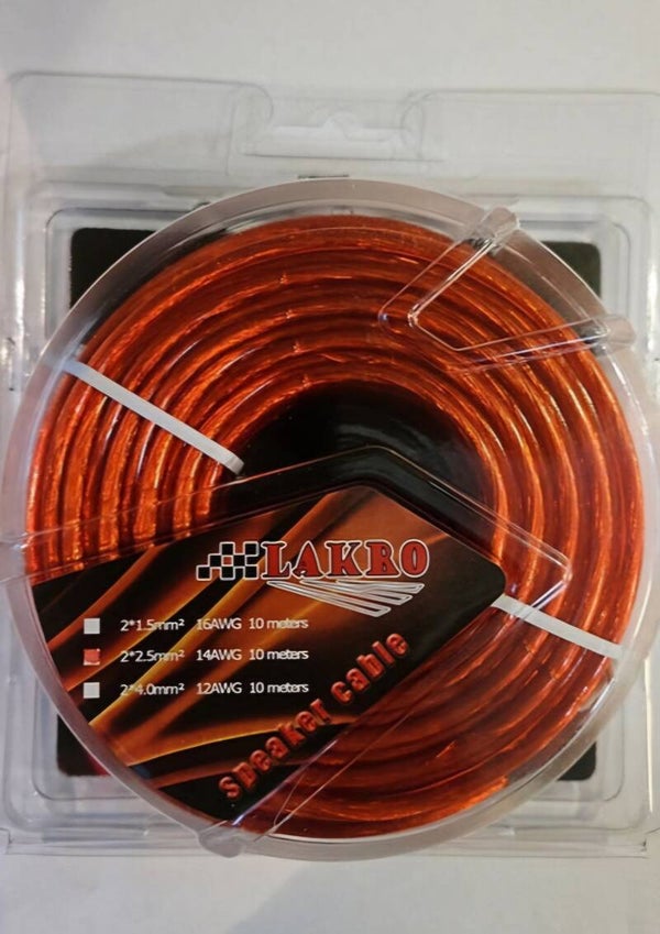 LAKRO Luidsprekerkabel 2X2,5mm - Lakro - 10 meter Speakerdraad - rood Transparant - CCA