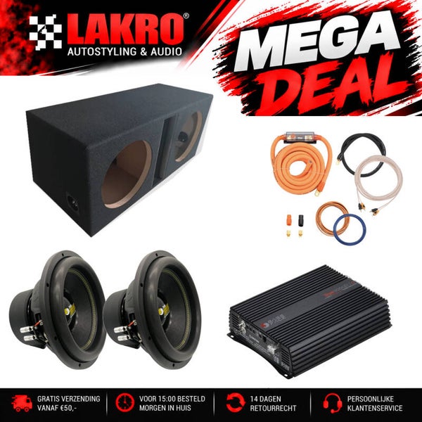 12 inch Pack 11 - LAKRO - subwooferpakket - 2600 watt RMS