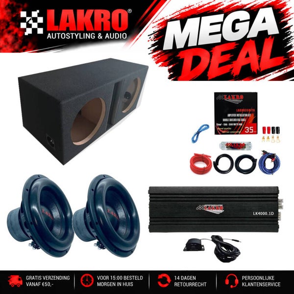 12 inch Pack 5 - LAKRO - subwooferpakket - 2000 watt RMS