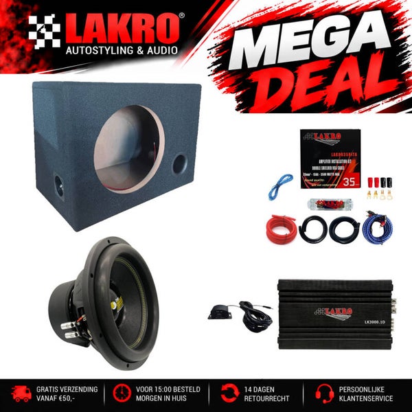 12 inch Pack 8 - LAKRO - subwooferpakket - 1300 watt RMS