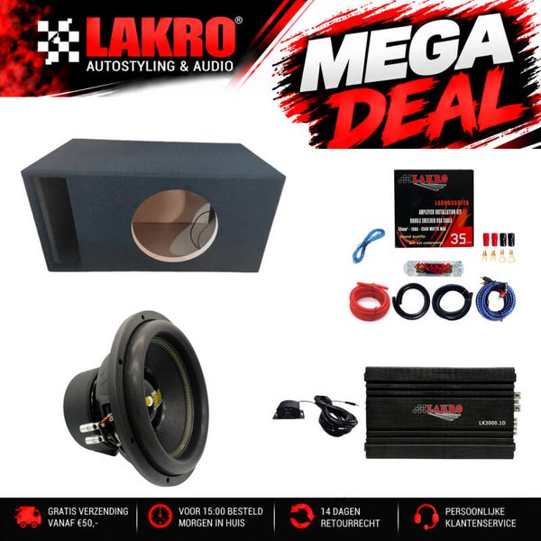 12 inch Pack 9 - LAKRO - subwooferpakket - 1300 watt RMS