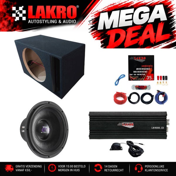 15 inch Pack 4 - LAKRO - subwooferpakket - 2000 watt RMS