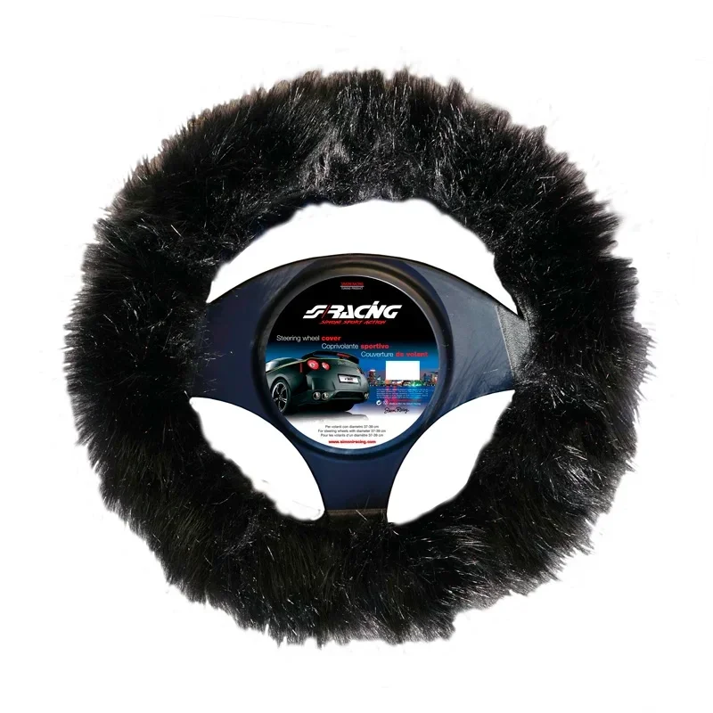 Simoni Racing Stuurwielhoes Fluffy Fur - Zwart - 37-39cm