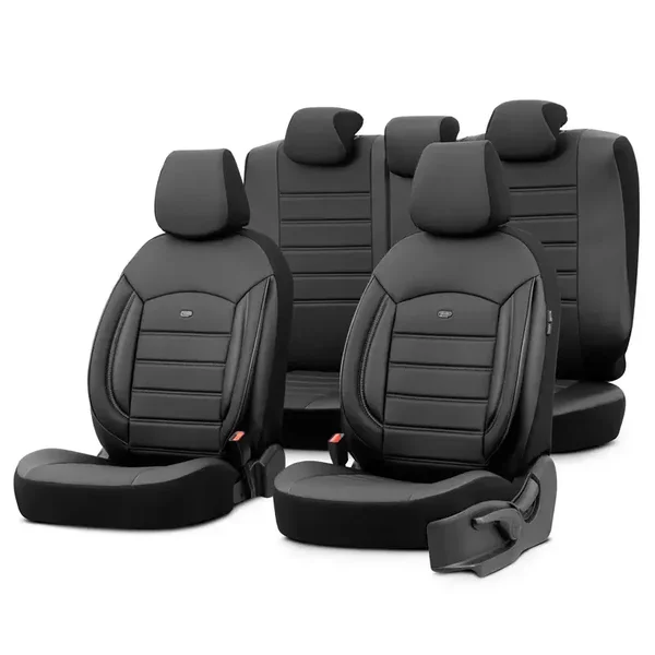Universele Volleder Stoelhoezenset 'Inspire' Zwart - 11-delig - geschikt voor Side-Airbags